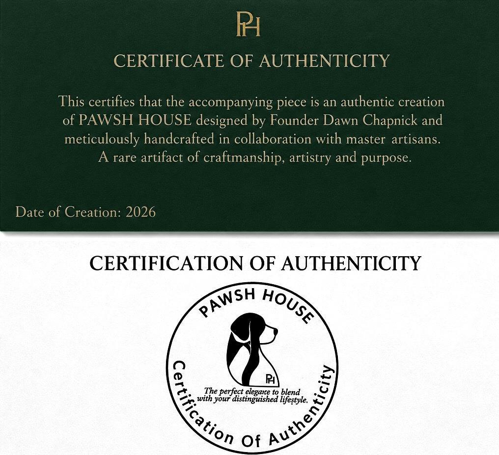 PAWSH HOUSE Certificate of Authenticity, front and back